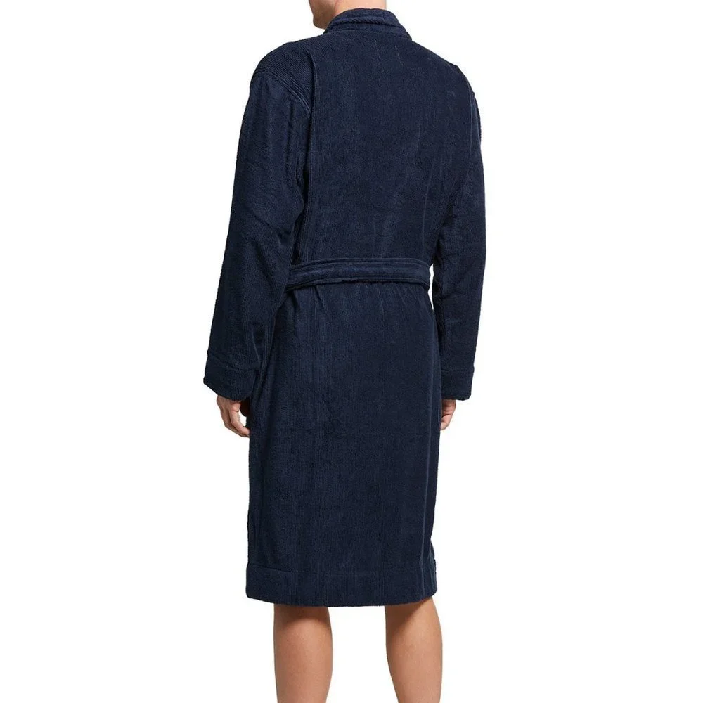 NWT UGG‎ MEN'S RIBBED TERRY COTTON PLUSH ROBE BLUE